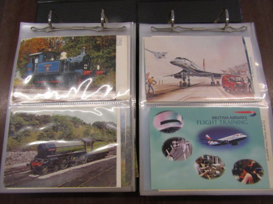 2 postcard albums of trains and planes. Not all are photographed - Image 2 of 24