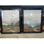 E Ward pair of landscape watercolours 18x22"