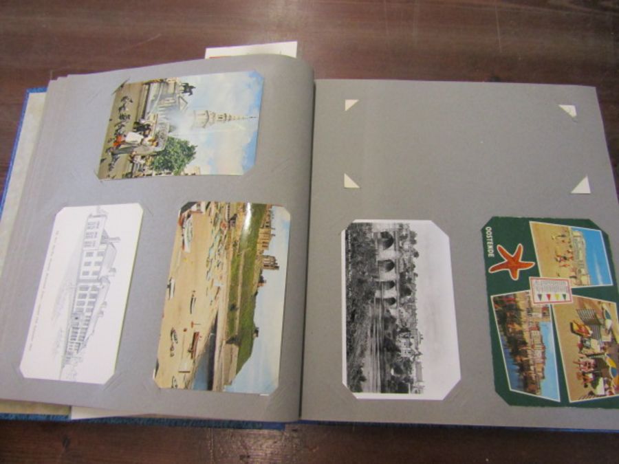 Blue postcard album with colour postcards. not every page photographed - Image 8 of 20