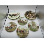Poole hunting scene picture plates plus others