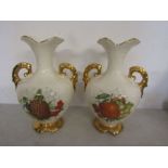 Pair of Staffordshire handled vases 28cm