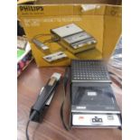 Phillips battery cassette recorder in original box, carry case, booklet. mic, and stand.