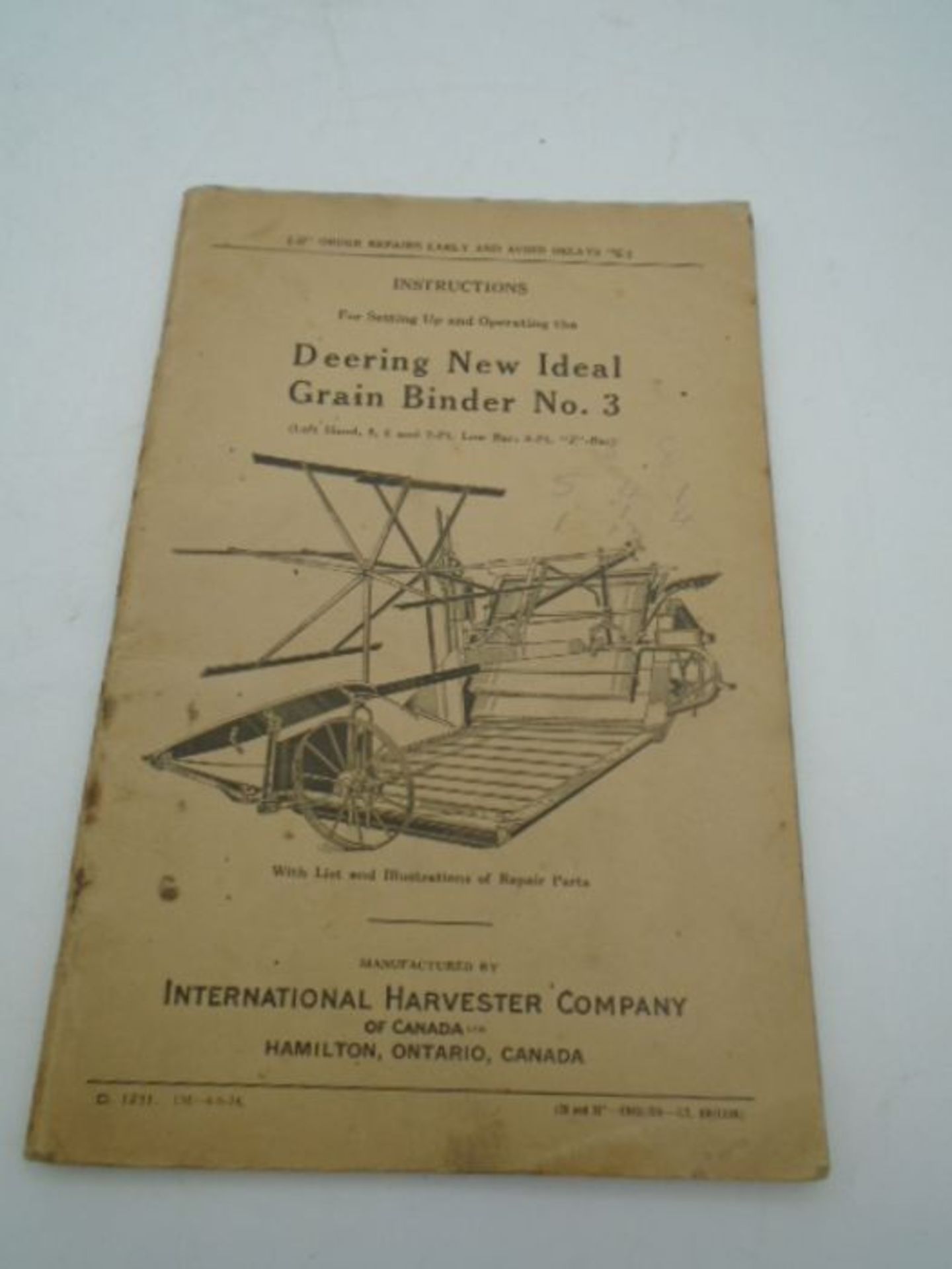 Deering New Ideal grain binder No.3 pamphlet