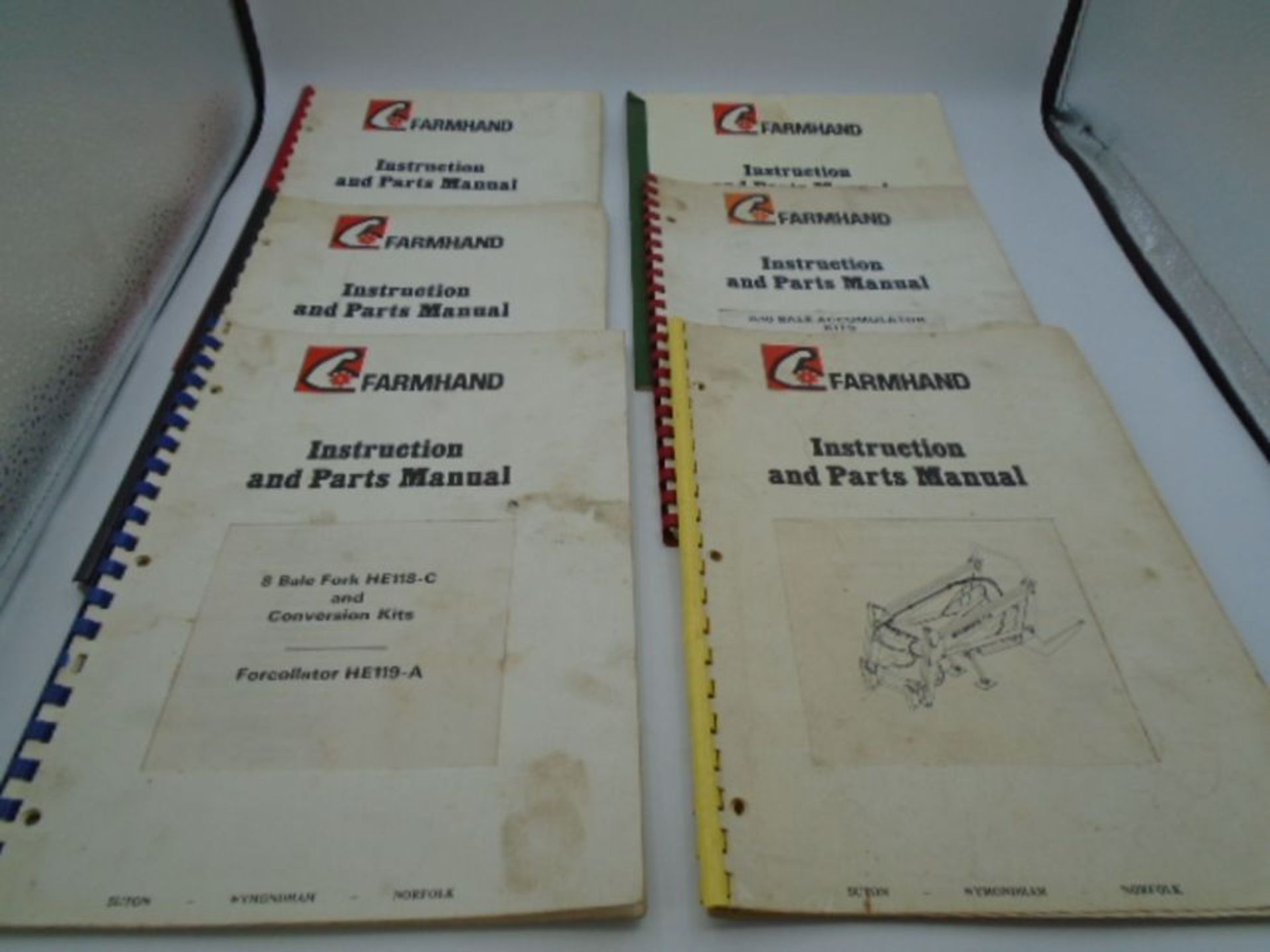 6 farmhand instruction and parts manuals Fizloader 8/10 bale kits, 8/10 bale fork