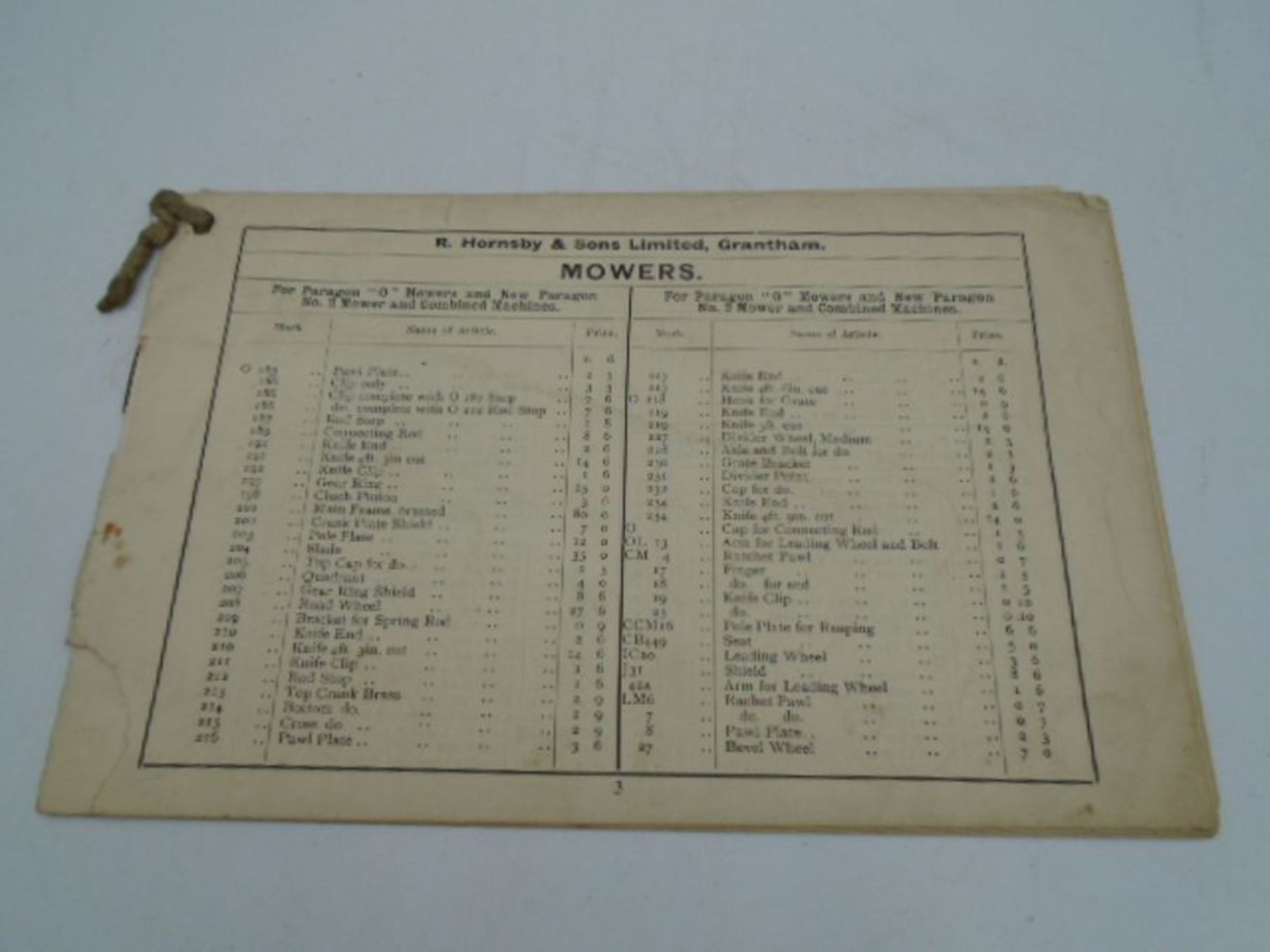 Price list of fittings, Ransome horse rakes, mower no8 etc - Image 3 of 3