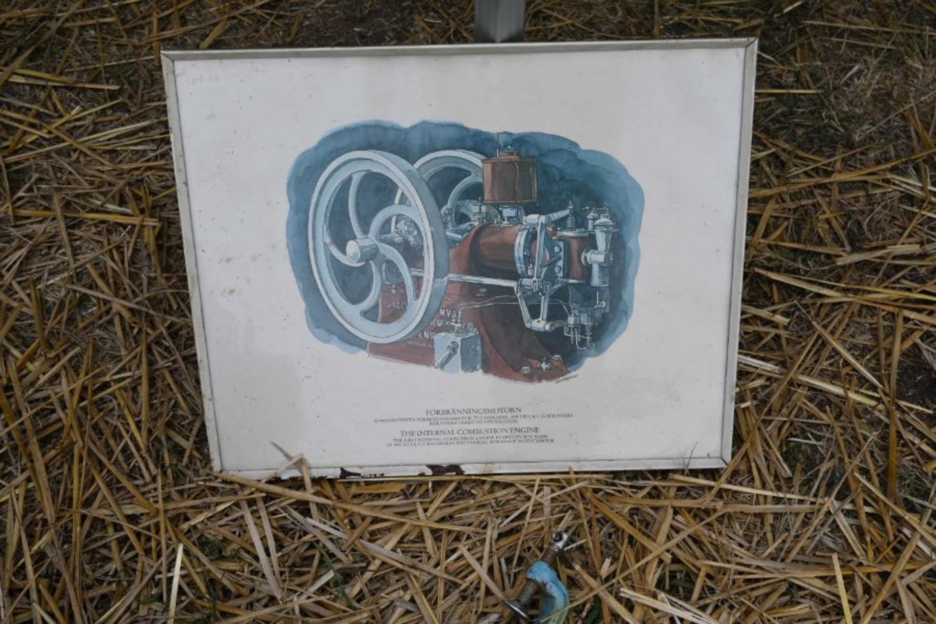 framed picture of vintage static engine