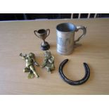 2 Brass doorknockers and horseshoe etc