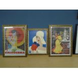 3 framed advertsining prints