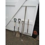 Garden tools including shovels and forks etc