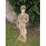 Composite stone garden statue of a naked male H115cm approx