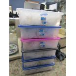 6 x underbed storage boxes with lids