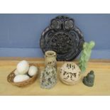 Treen and soapstone Oriental collectables and eggs