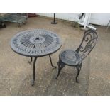 Metal garden table and chair