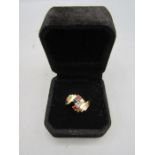 Ladies 14K gold ring with 5 coloured stones 4.2 gms