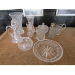 A collection of cut glass and crystal