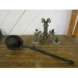 Large cast iron ladle for melting metal (70cm long approx) and metal chandelier