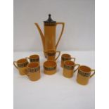 Potmeirion 'Greek Key' (orange and black) tea set for 6