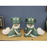 A pair of large ceramic Foo dogs