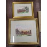 2 watercolours of a field view, by a local artist A.L Smith. (unsigned- vendors wife)