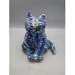 signed Stanley Dolo Pottery cat 1990 22cm tall