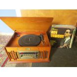 'vintage collecton' Grammaphone with cd player and a box of records