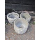 3 Concrete garden pots