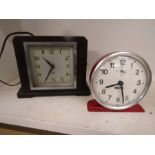 Smiths electric bakelite clock and a retro alarm clock