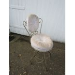 Metal vanity/dressing table chair with upholstered seat and back