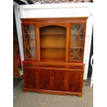 Veneered display cabinet with 2 glazed doors, 4 drawers and 4 door cupboard to base H187cm W153cm