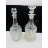 2 glass decanters