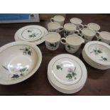 Palissy 'Sandon Rose' part tea set comprising 7 cups, 6 saucers, milk jug, sugar bowl, 6 side