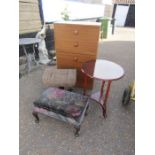 Furniture including retro chest of drawers and foot stools