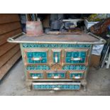 Vintage European cast iron tiled kitchen wood/coal burning stove. Buyer needs to collect from PE38
