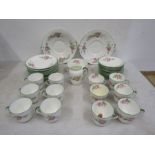 Vintage part tea set for 12- 12 cups and saucers, 12 cake plates, 2 cake serving plates a milk jug