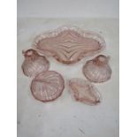 Pink glass vanity set