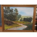 signed oil on canvas of a landscape by Clifford D Holt 57x47cm