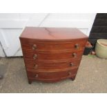 Mahogany bow fronted 4 drawer chest