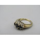 9ct gold Diamond and Sapphire ring 4.6gms stamped 9ct 035ct SIZE K