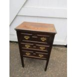 Vintage Oak sewing box on legs with 2 drawers and hinged lid