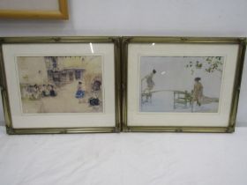 A pair of prints in gilt frames in style of Rusell Flint