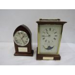 Knight & Gibbons wood case carriage clock and wooden gothic style clock, both battery operated and