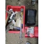 A box of hand tools with welding mask