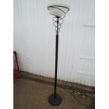 Metal floor lamp with glass shade