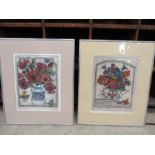 after Alfred Cohen (local artist) ltd edition etchings of Anemones and poppies 45x55cm