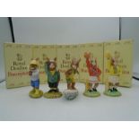 5 Royal Doulton Bunnykins figurines comprising of Bogey DB32, Home Run DB43, Aussie Surfer