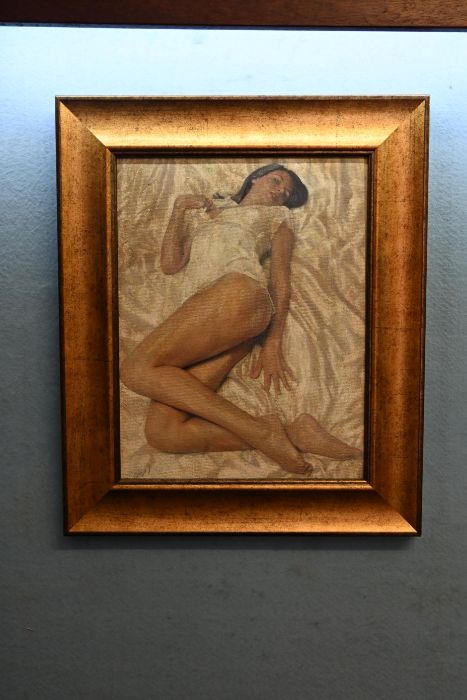 William Oxer F.R.S.A .Acrylic on canvas - "Love Me" gilt framed approximately 12”x16” - Image 2 of 2