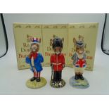 3 Royal Doulton Bunnykins figurines comprising of Uncle Sam DB50, John Bull Special Edition DB134