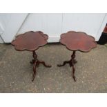 Pair of mahogany tripod side tables