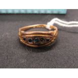 15 carat gold ring with stones- 1 mssing 1.9 gms sixze O