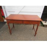 Mahogany 2 drawer lowboy with brass handles